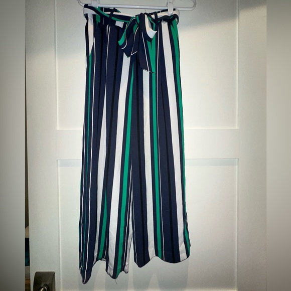 Halogen Pants - Halogen Striped Women’s XS Wide Leg Pants With Front Belt